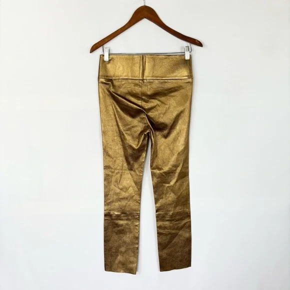 NEW SPRWMN Gold Leather Leggings Size S 25”